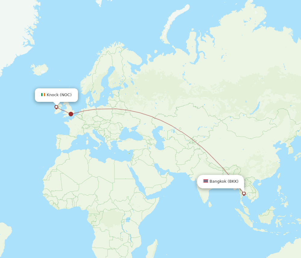 BKK to NOC flights and routes map
