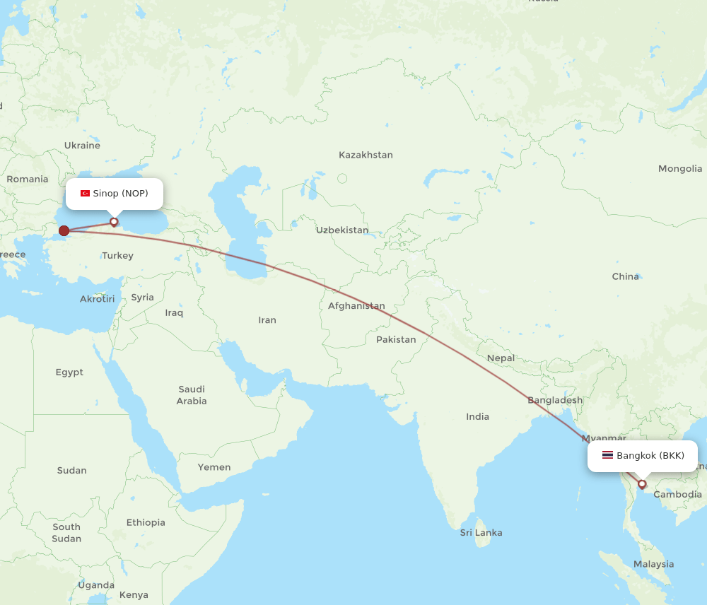 BKK-NOP flight routes