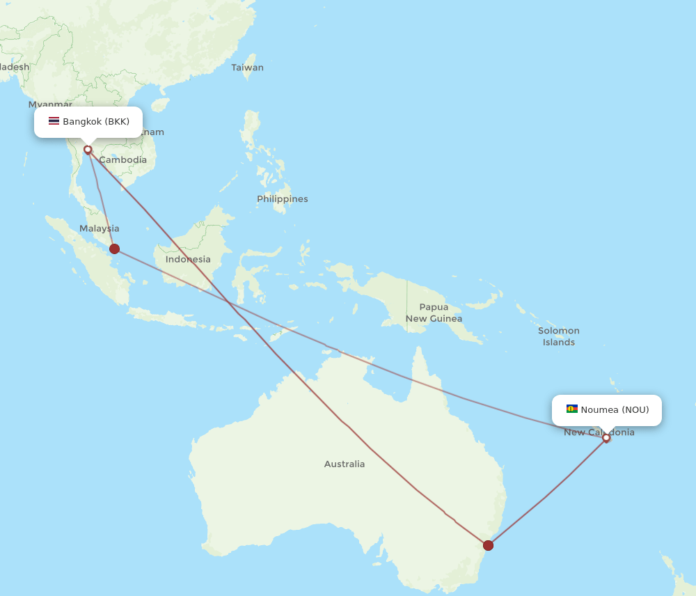 BKK-NOU flight routes