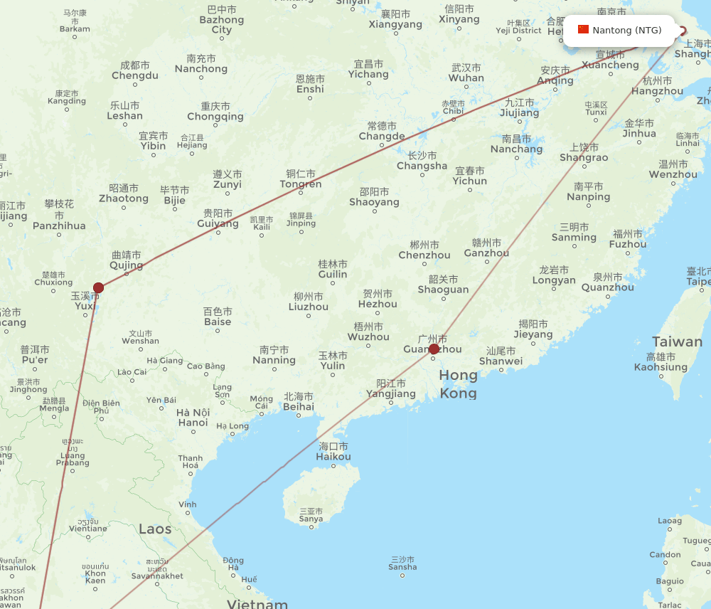 BKK to NTG flights and routes map