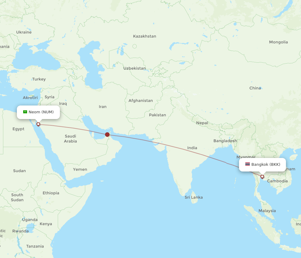 BKK-NUM flight routes