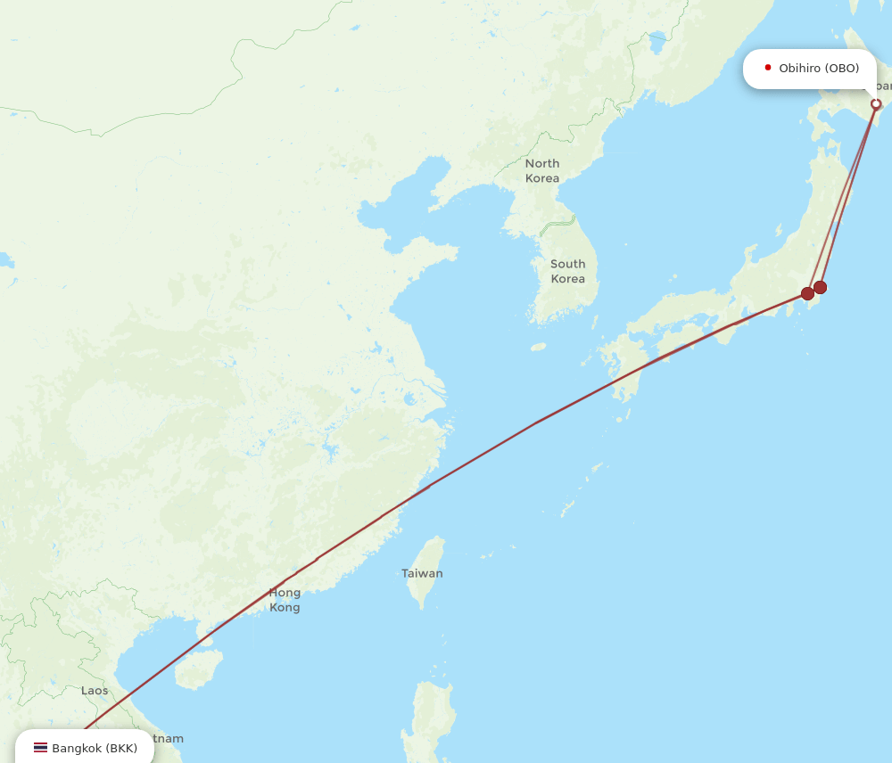 BKK-OBO flight routes