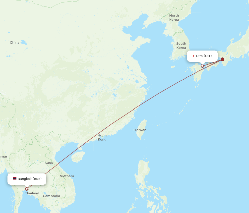 BKK-OIT flight routes