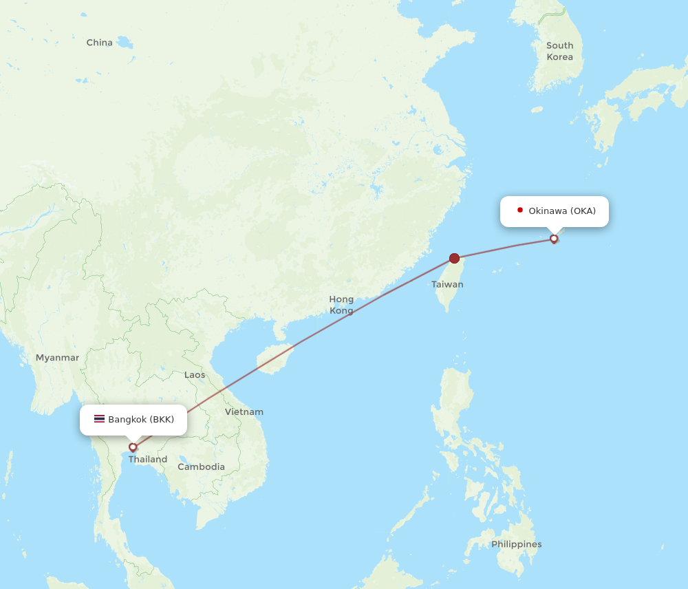 BKK to OKA flights and routes map