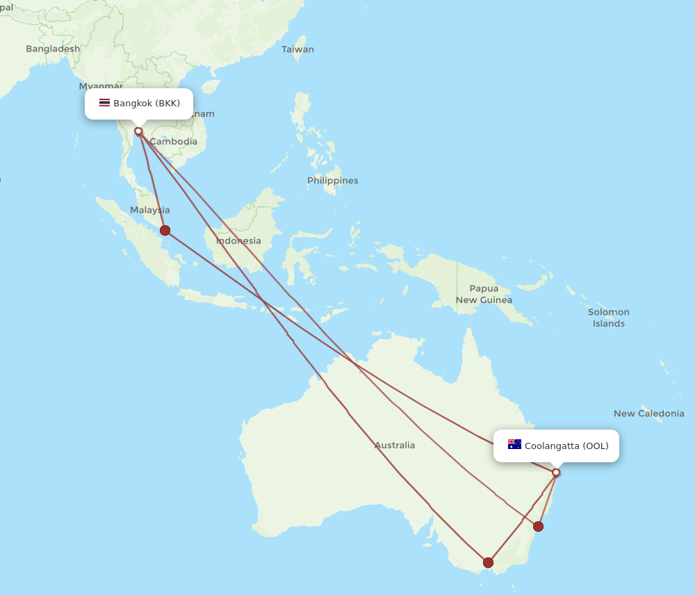 BKK-OOL flight routes