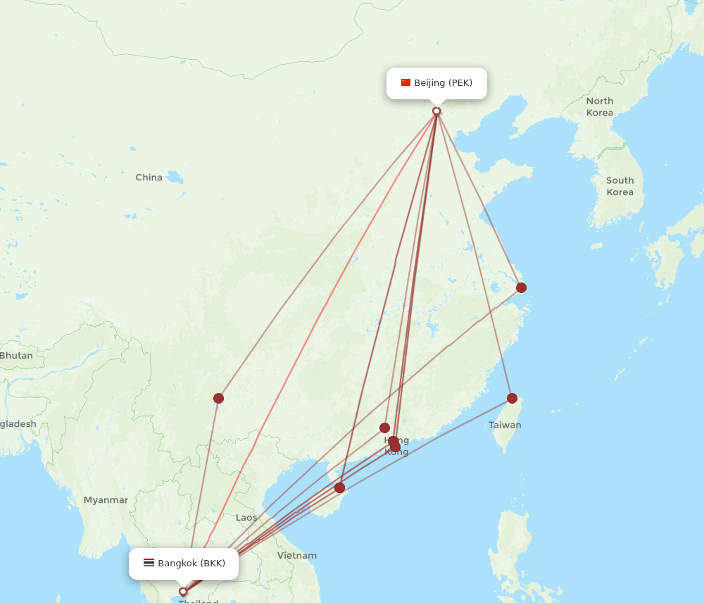 BKK to PEK flights and routes map