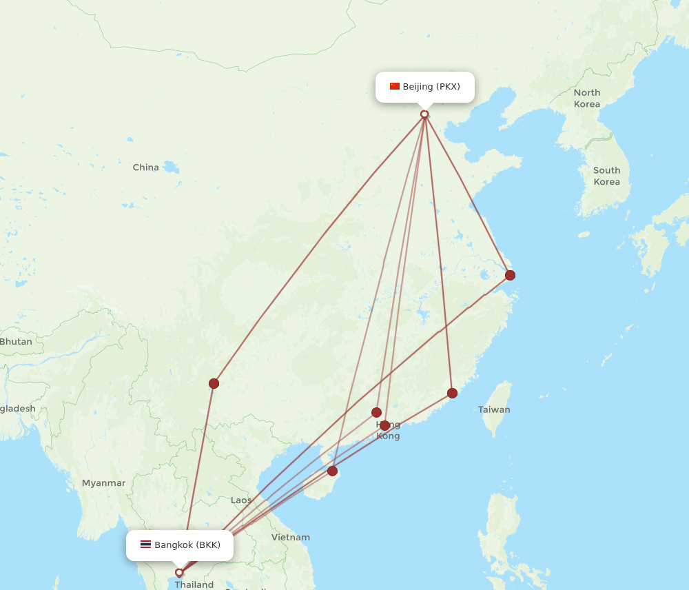 BKK-PKX flight routes