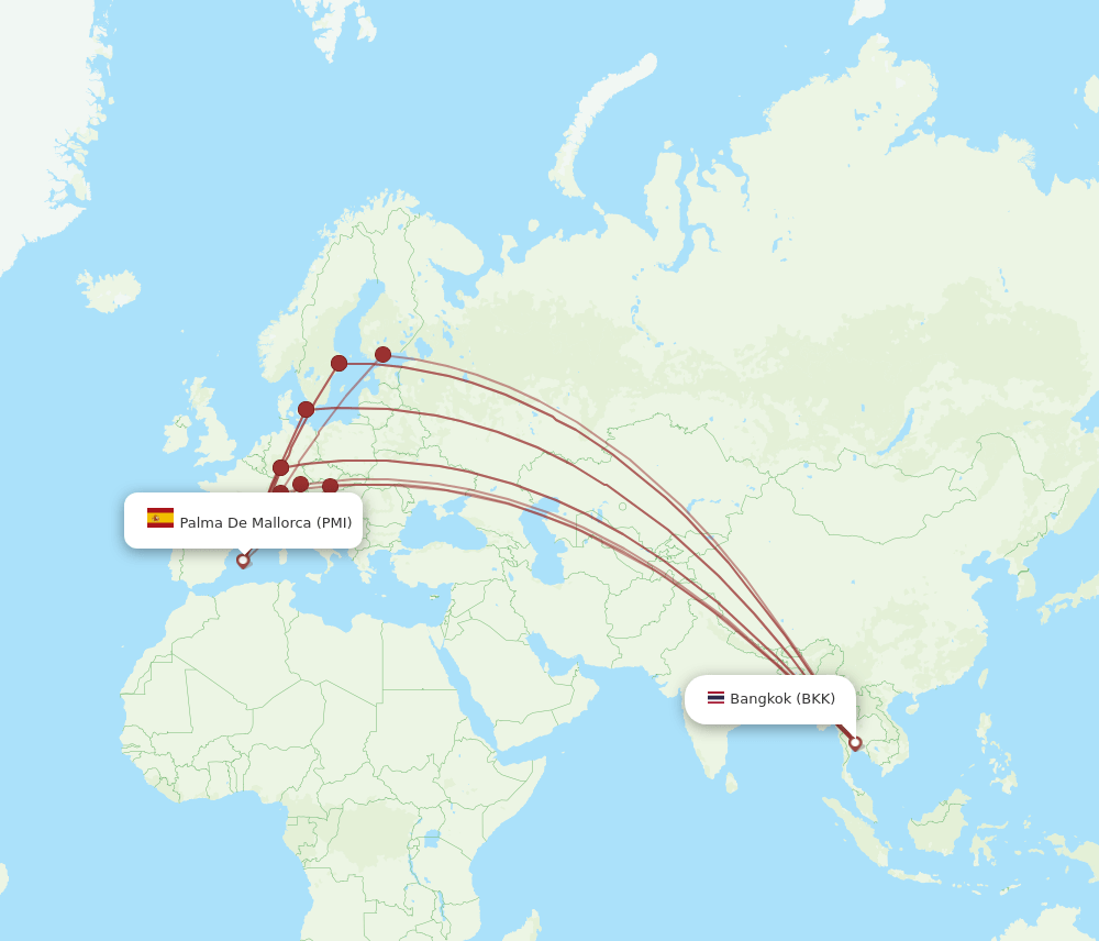 BKK-PMI flight routes