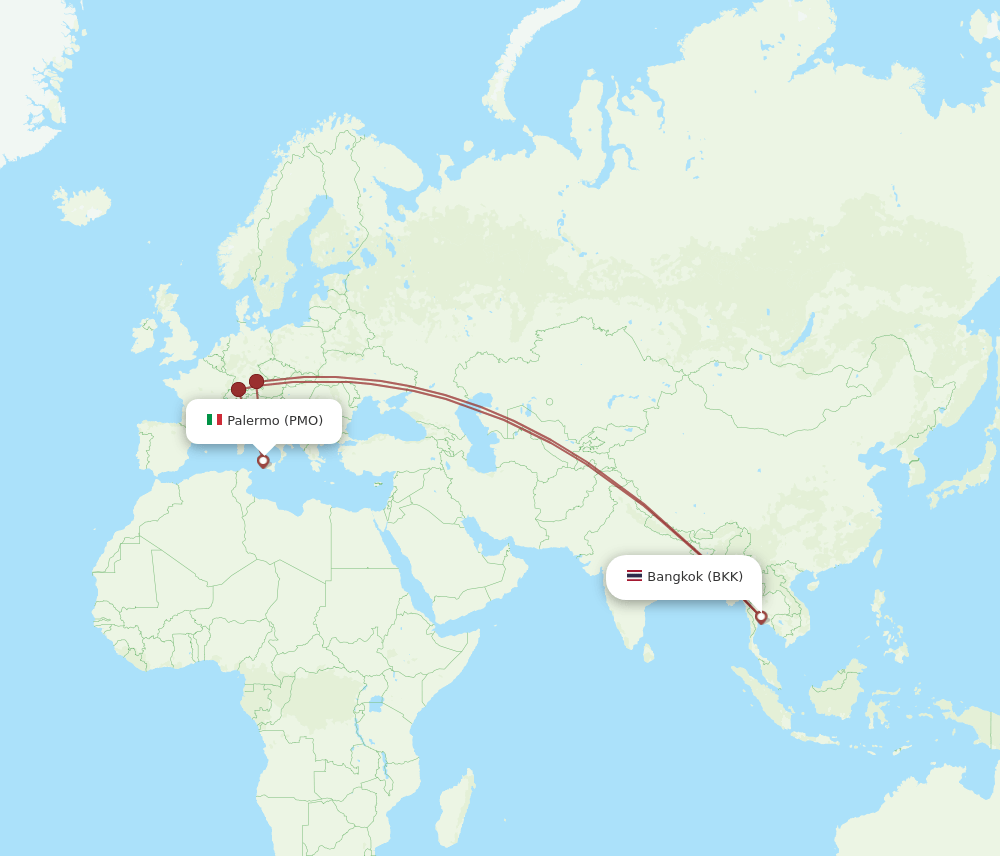 BKK-PMO flight routes