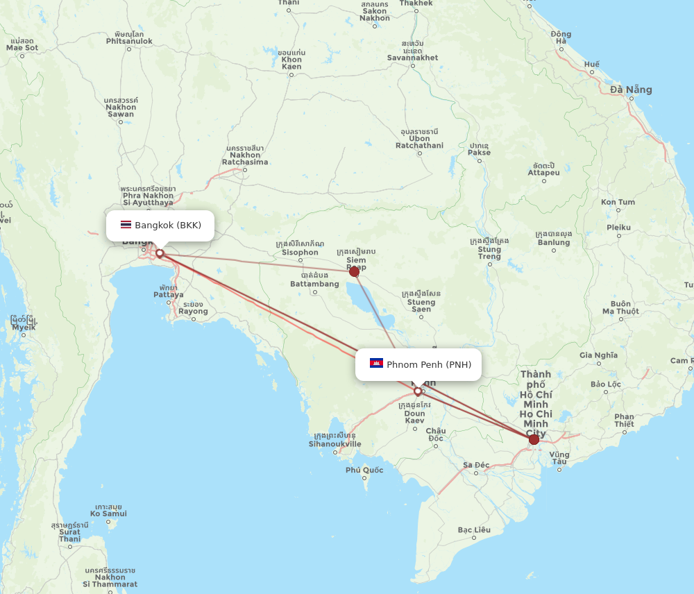 BKK to PNH flights and routes map