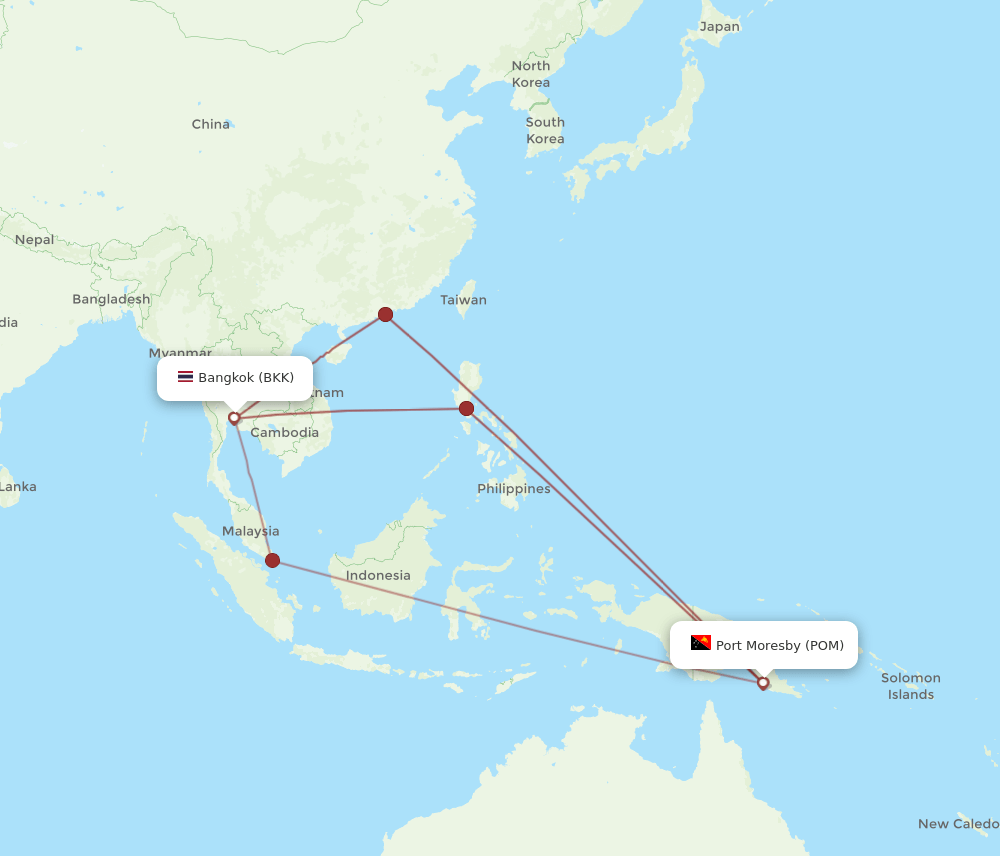 BKK-POM flight routes