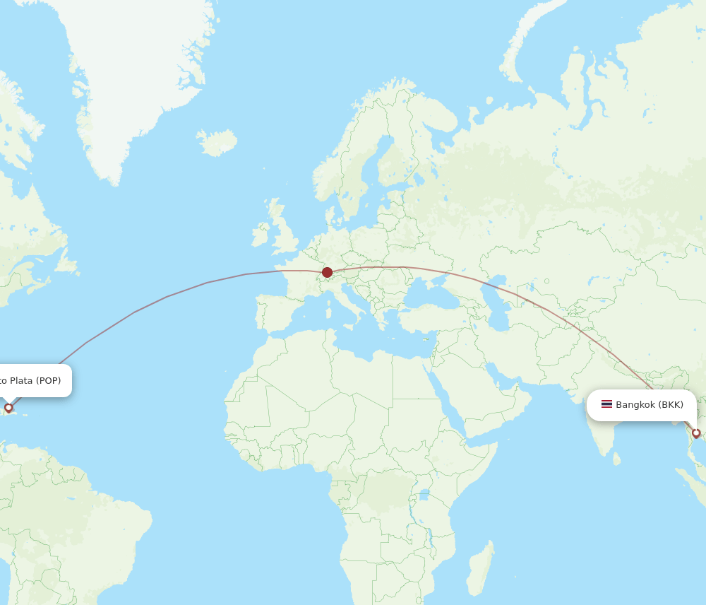 BKK to POP flights and routes map