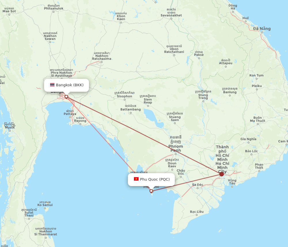 BKK to PQC flights and routes map