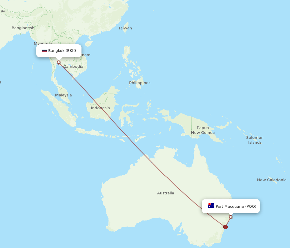 BKK-PQQ flight routes