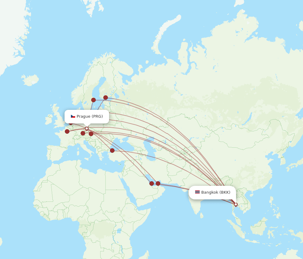BKK-PRG flight routes