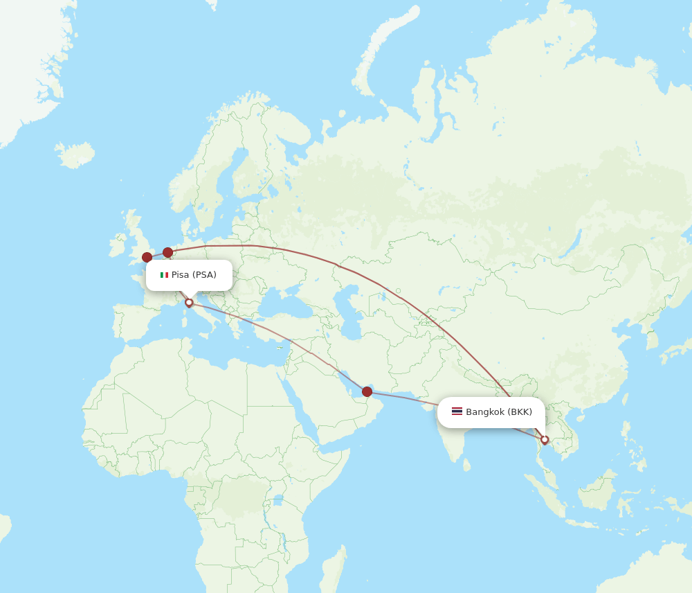 BKK-PSA flight routes