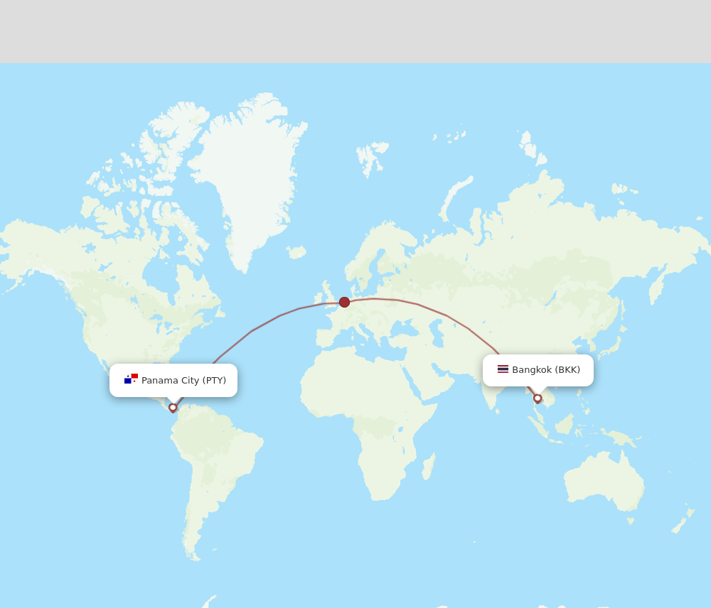 BKK to PTY flights and routes map