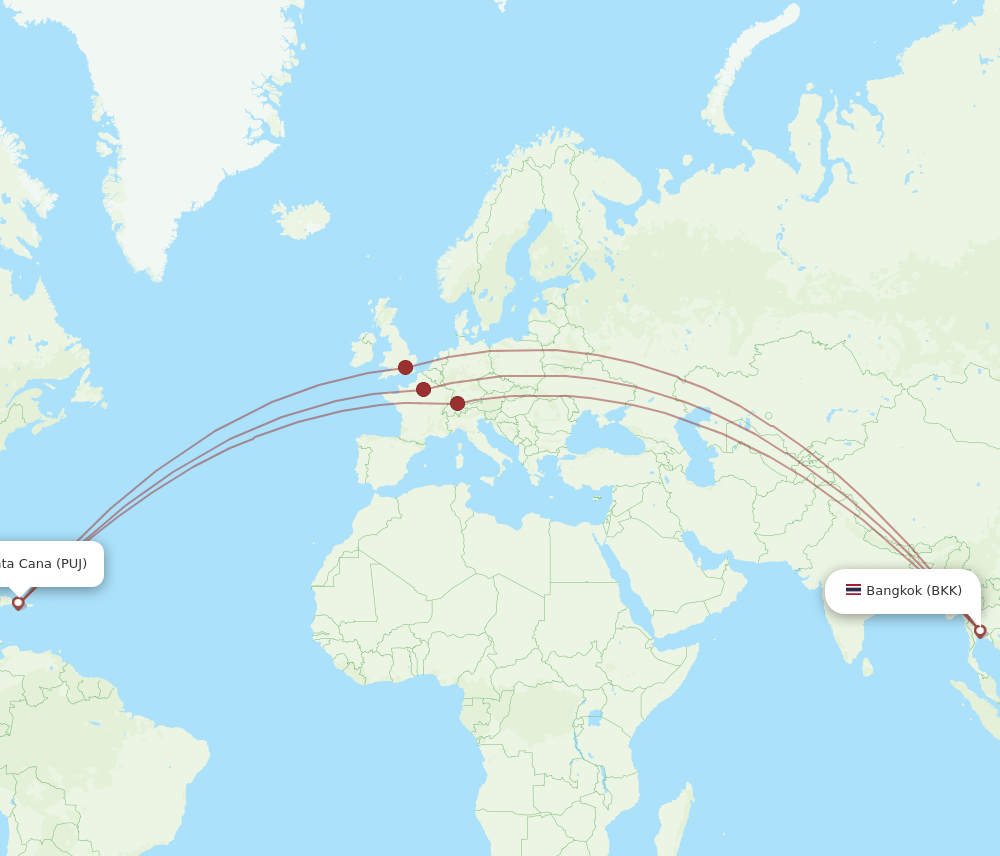 BKK-PUJ flight routes