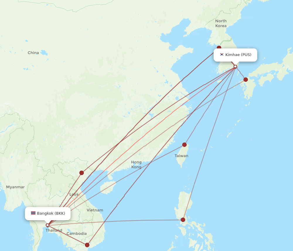 BKK-PUS flight routes