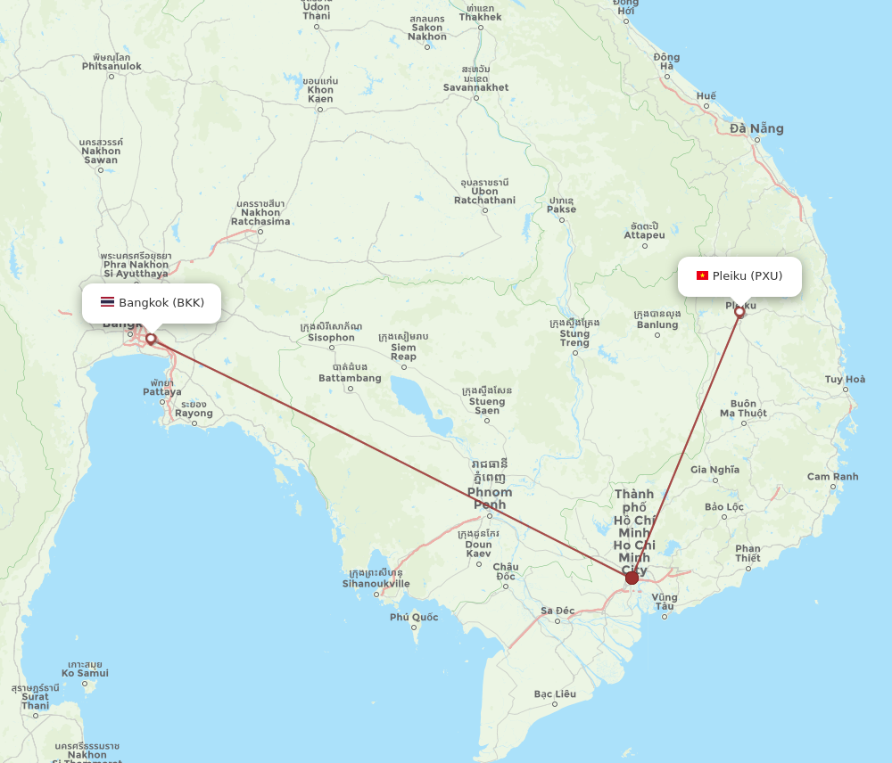 BKK to PXU flights and routes map