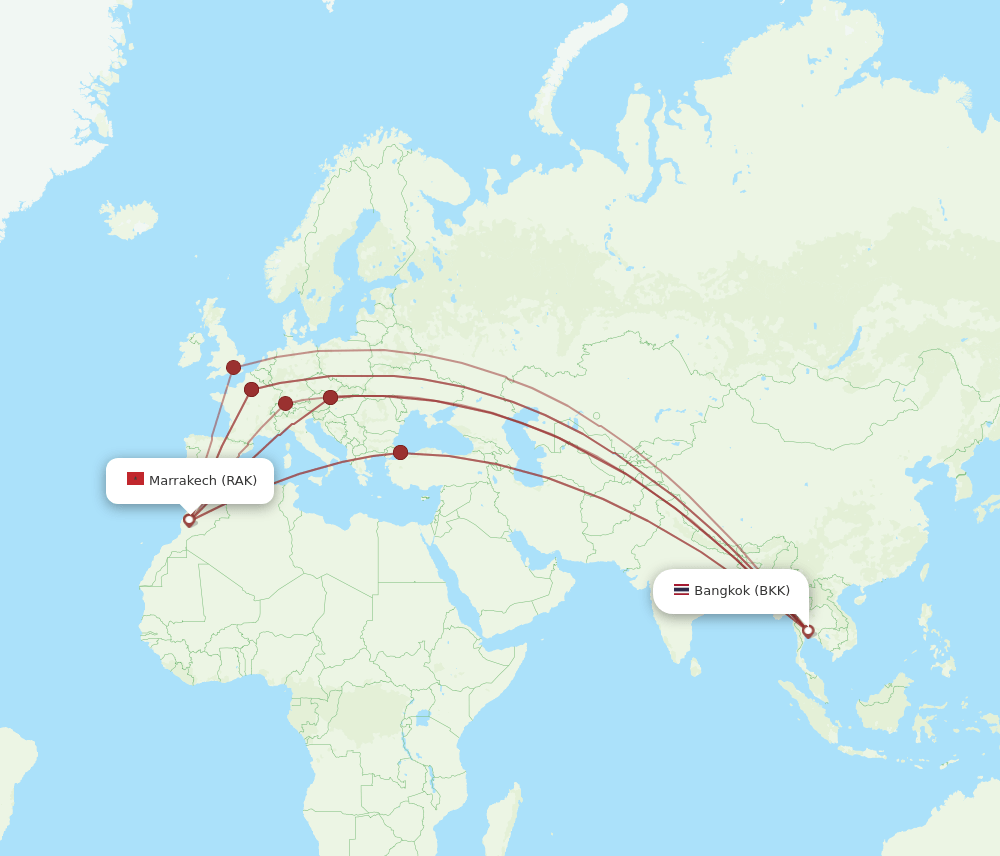 BKK-RAK flight routes