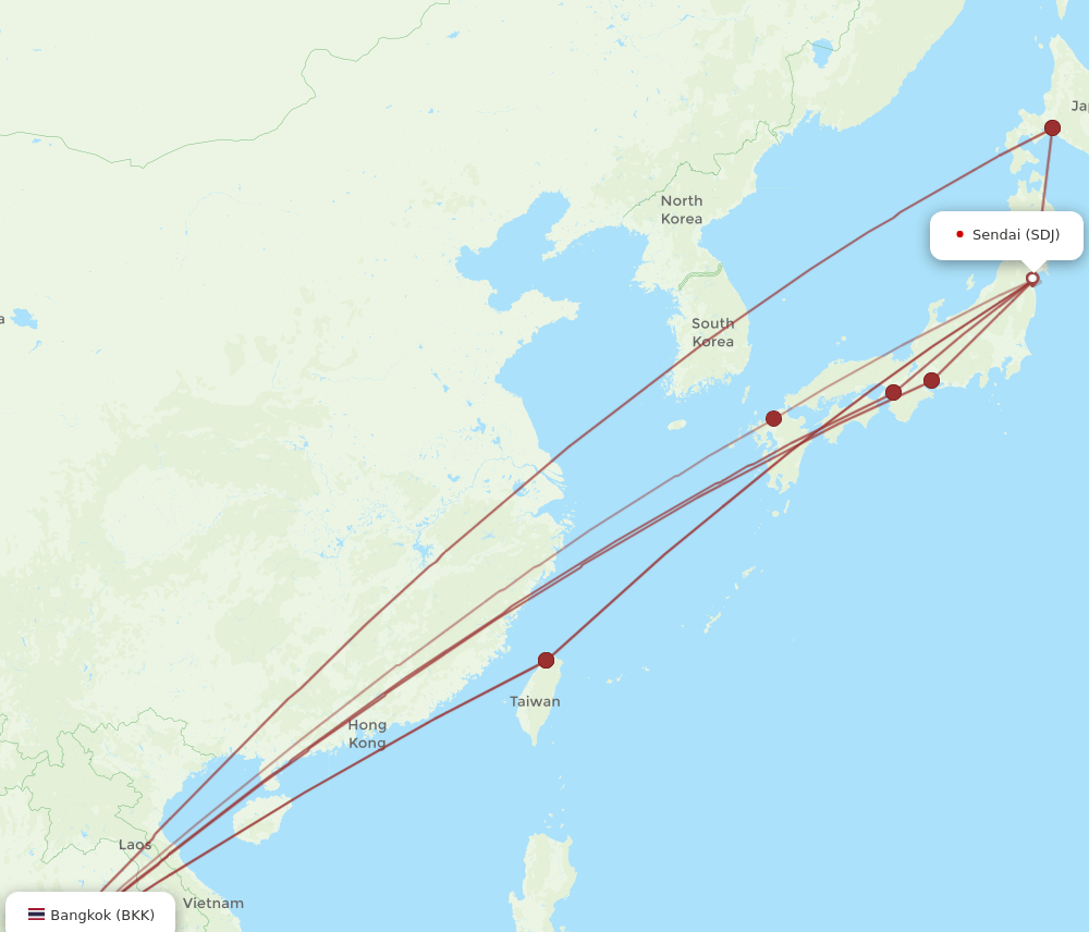 BKK to SDJ flights and routes map