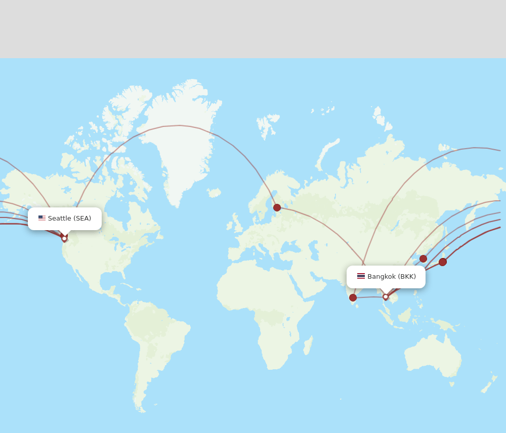 BKK to SEA flights and routes map