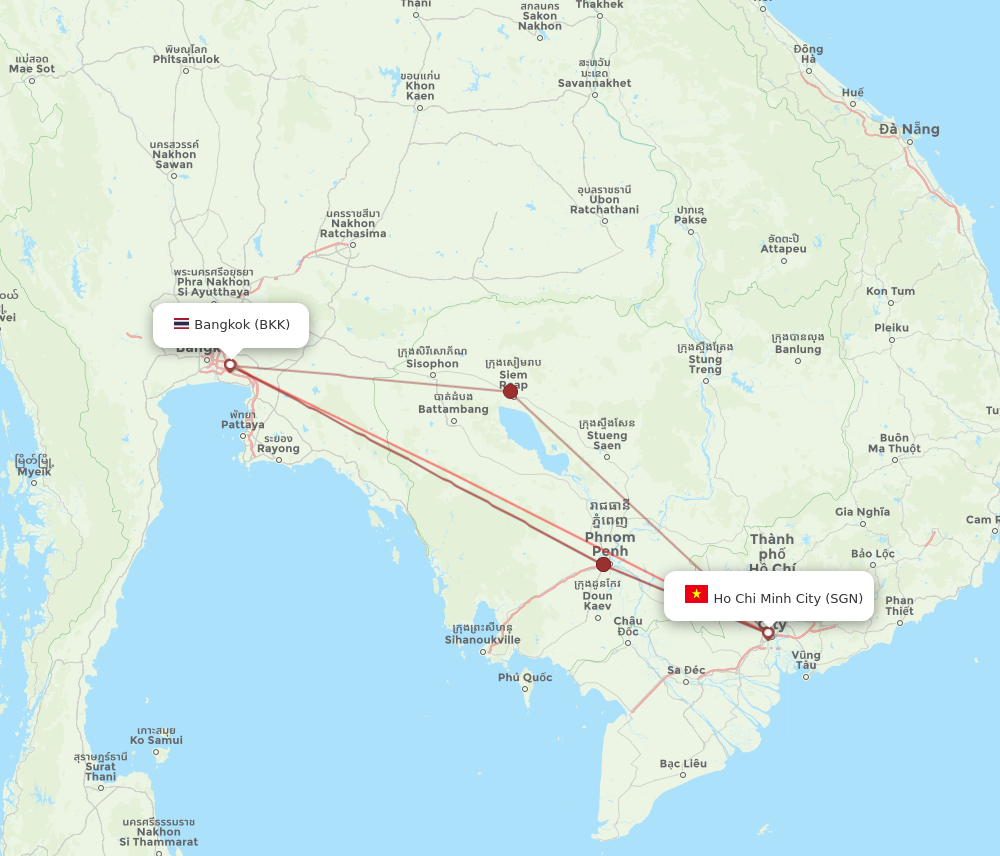 BKK to SGN flights and routes map