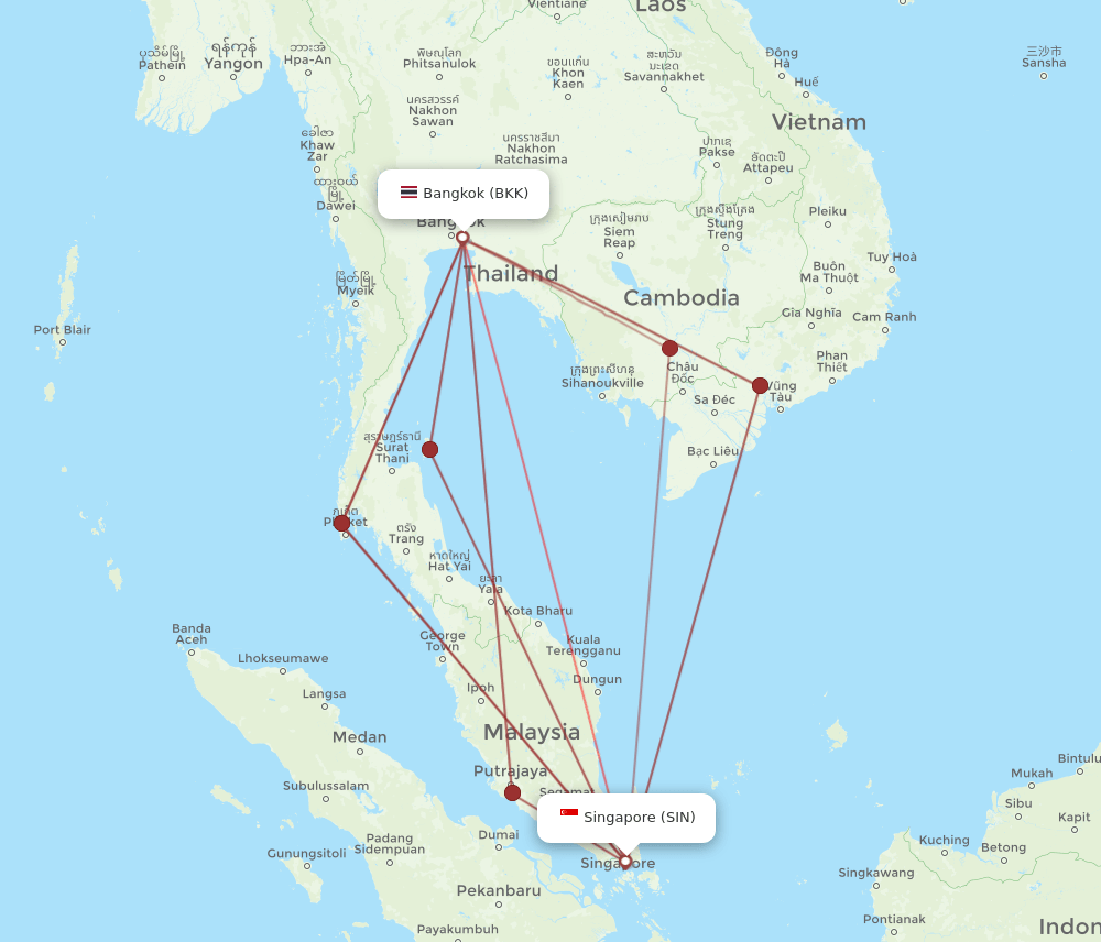 BKK-SIN flight routes