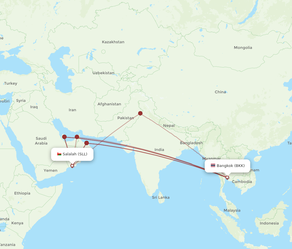 BKK-SLL flight routes