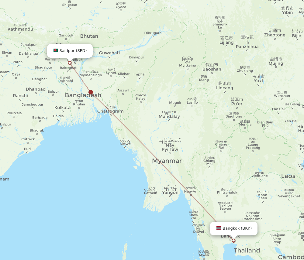 BKK-SPD flight routes