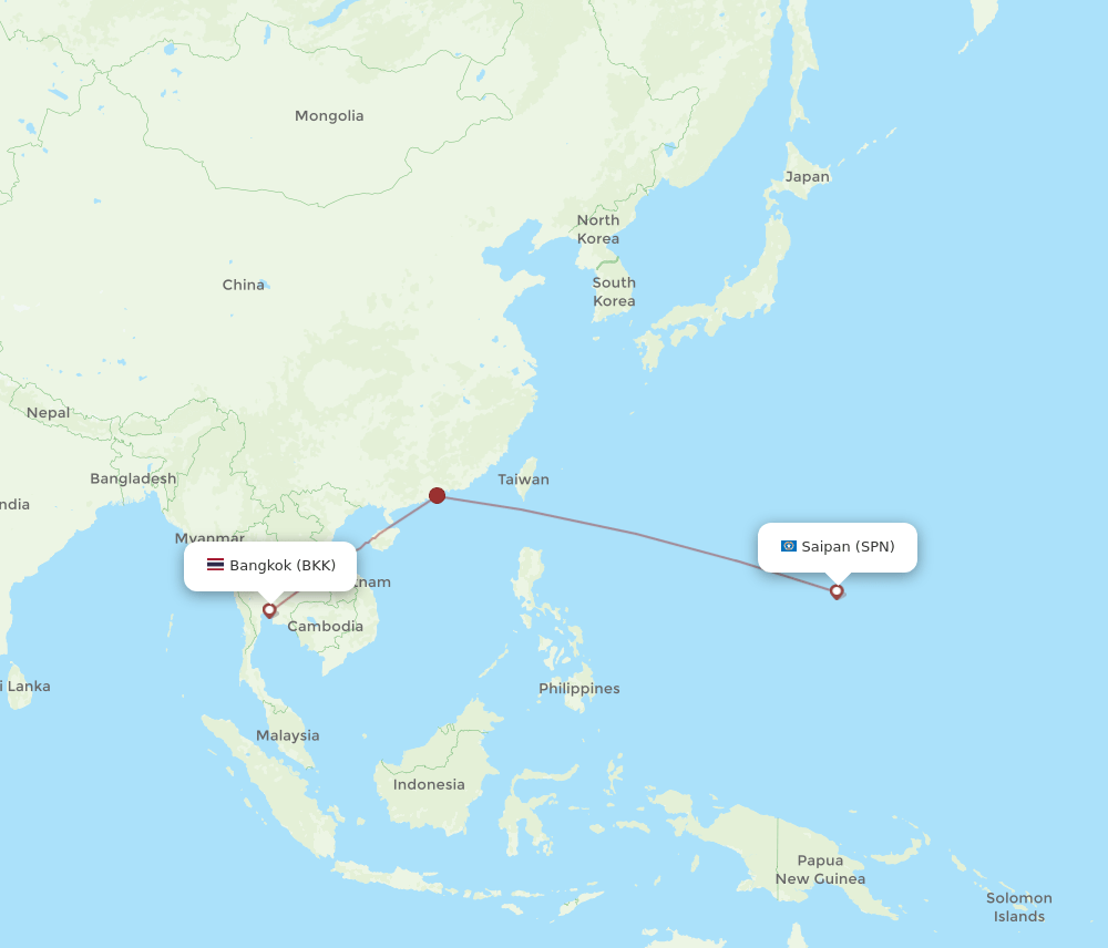 BKK to SPN flights and routes map