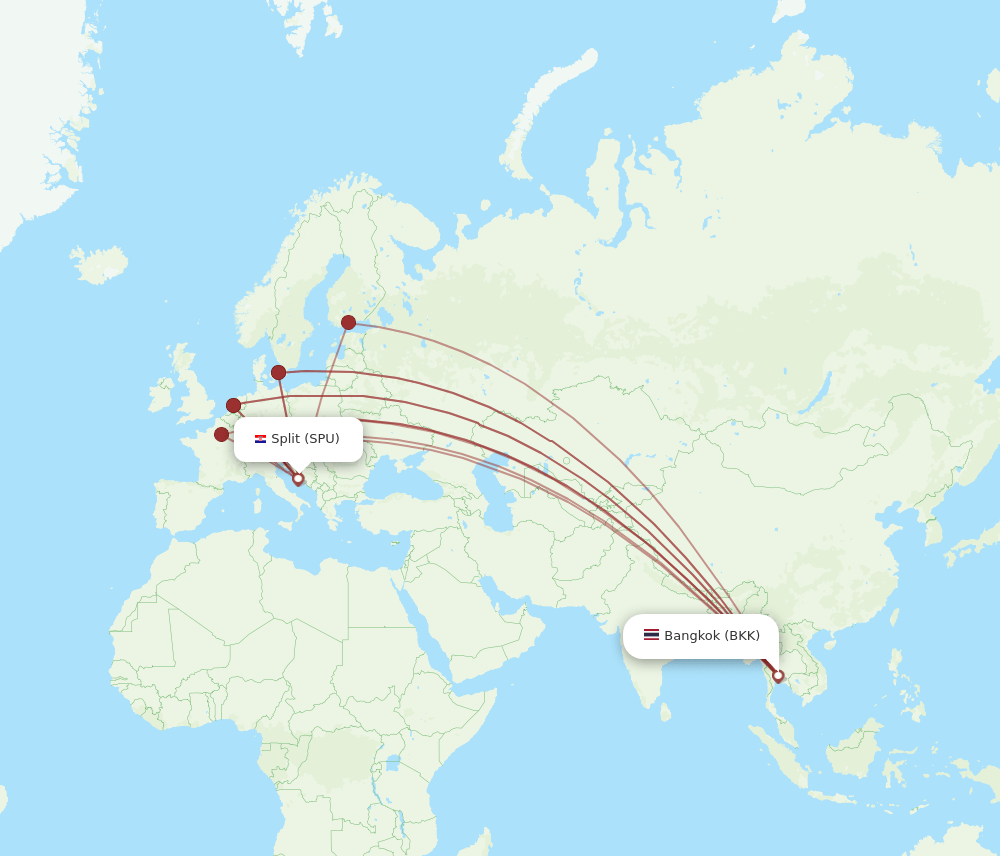 BKK to SPU flights and routes map