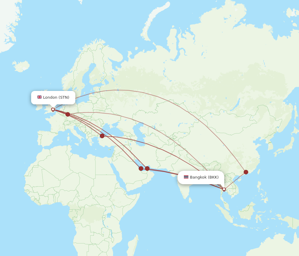 BKK-STN flight routes