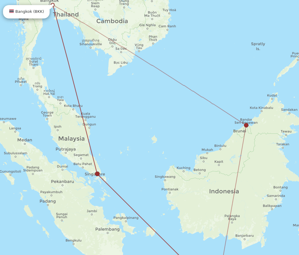 BKK-SUB flight routes