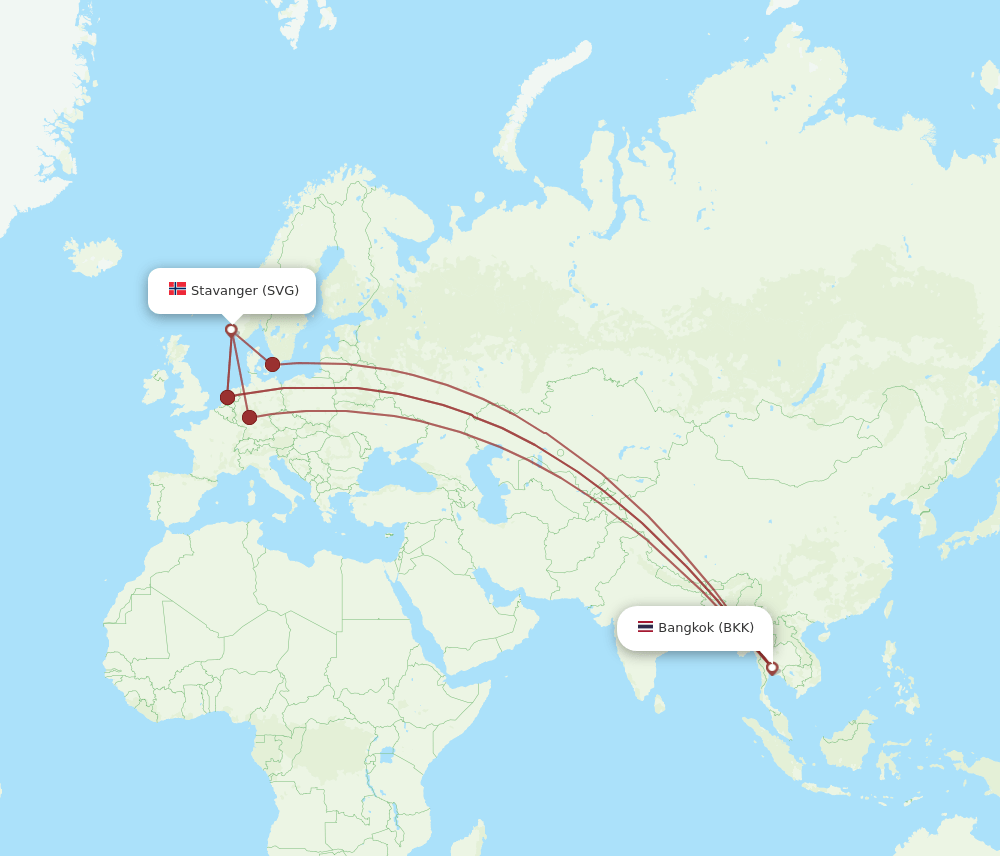 BKK-SVG flight routes