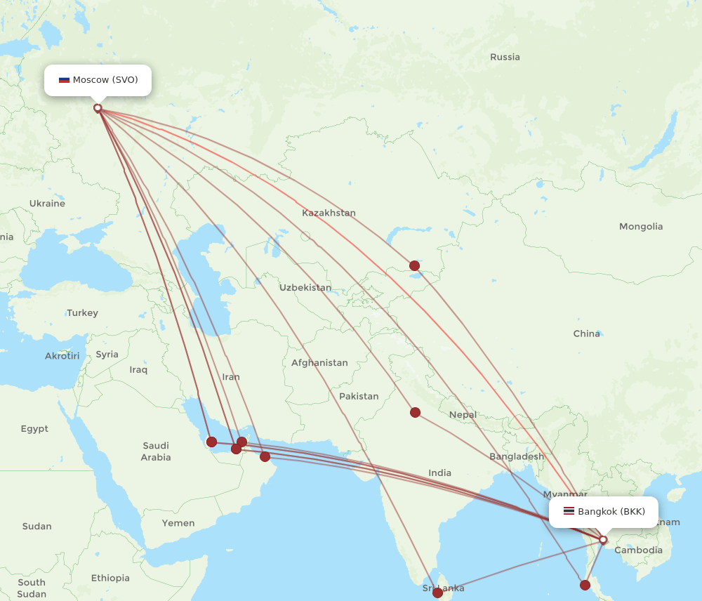 BKK-SVO flight routes