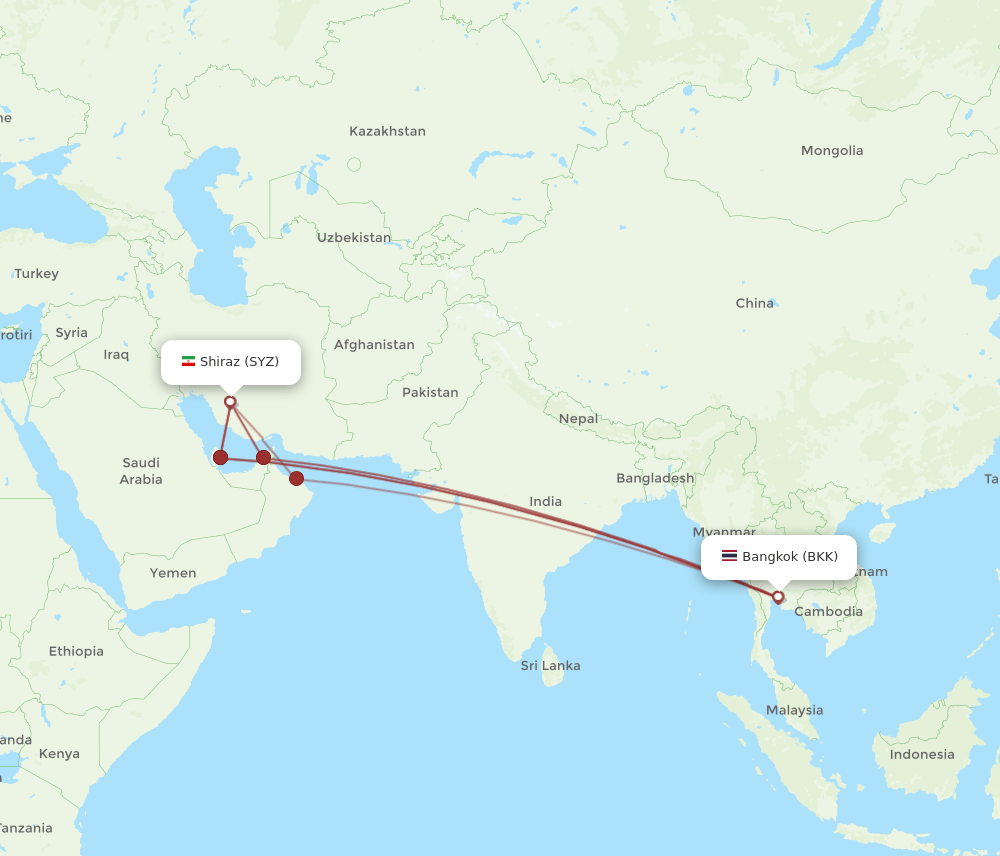 BKK-SYZ flight routes