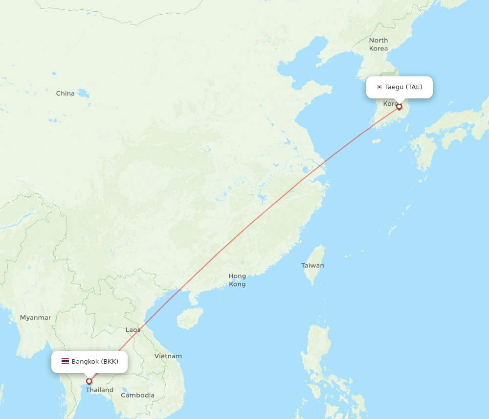 BKK to TAE flights and routes map