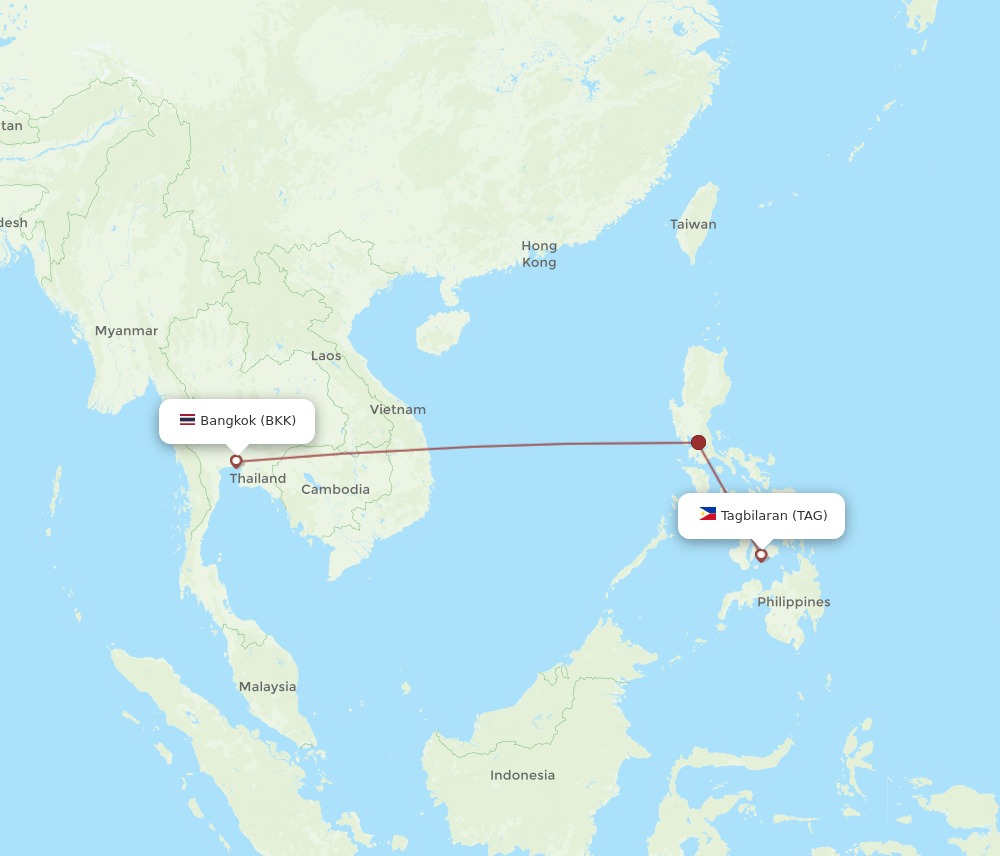 BKK-TAG flight routes