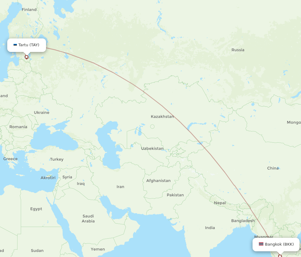 BKK-TAY flight routes