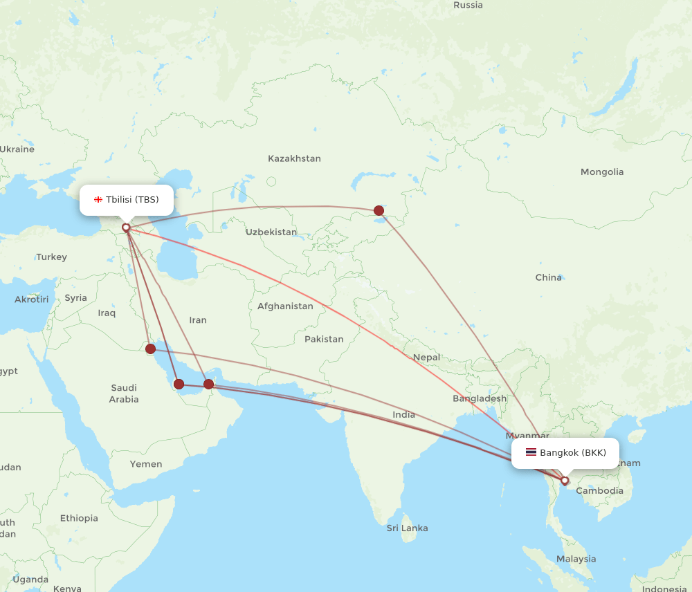 BKK-TBS flight routes