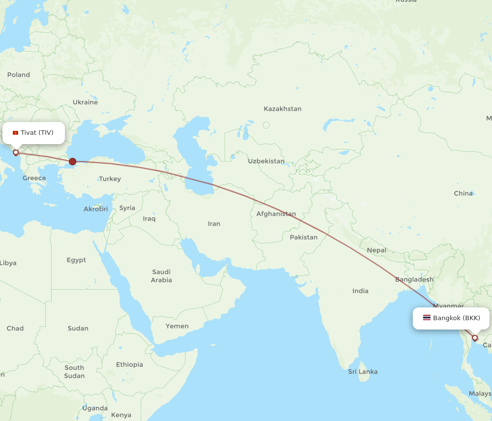 BKK-TIV flight routes