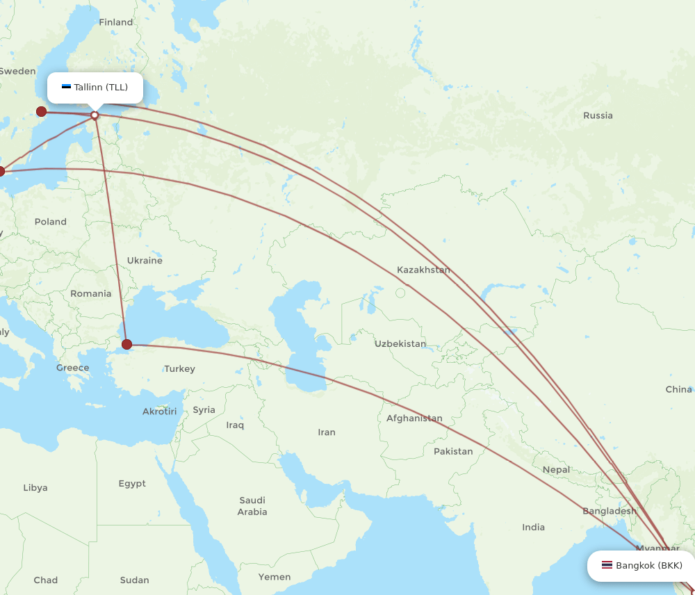 BKK-TLL flight routes