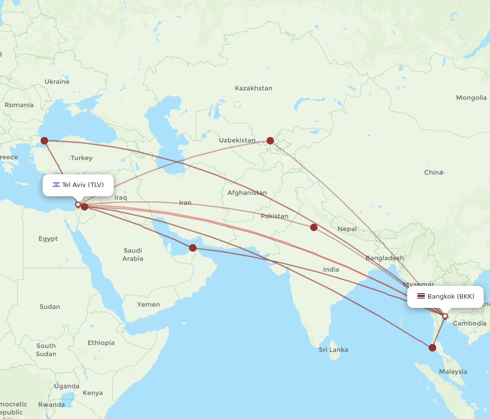 BKK-TLV flight routes