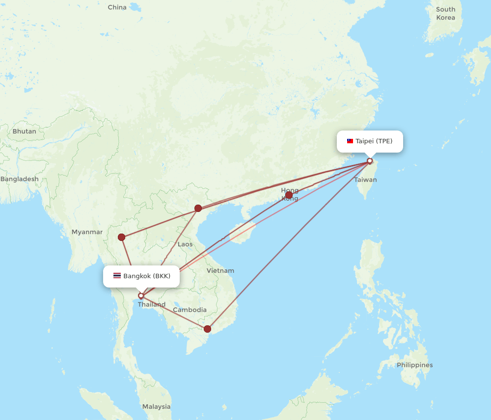 BKK-TPE flight routes