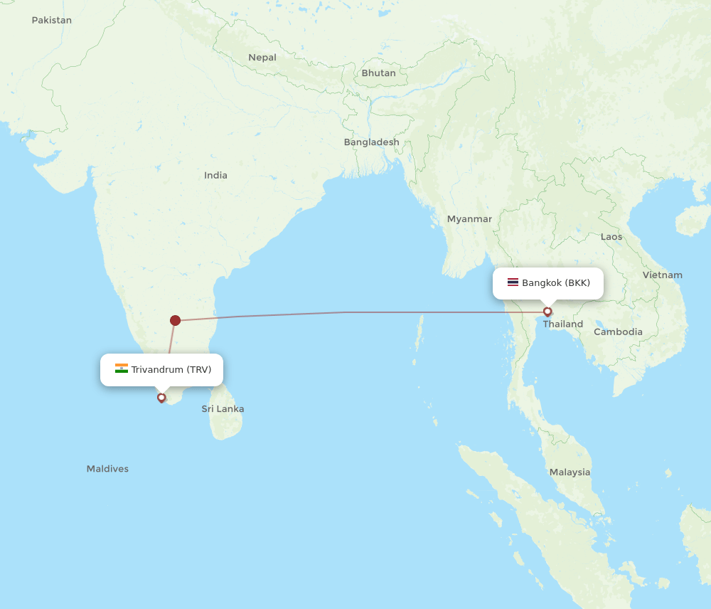 BKK-TRV flight routes