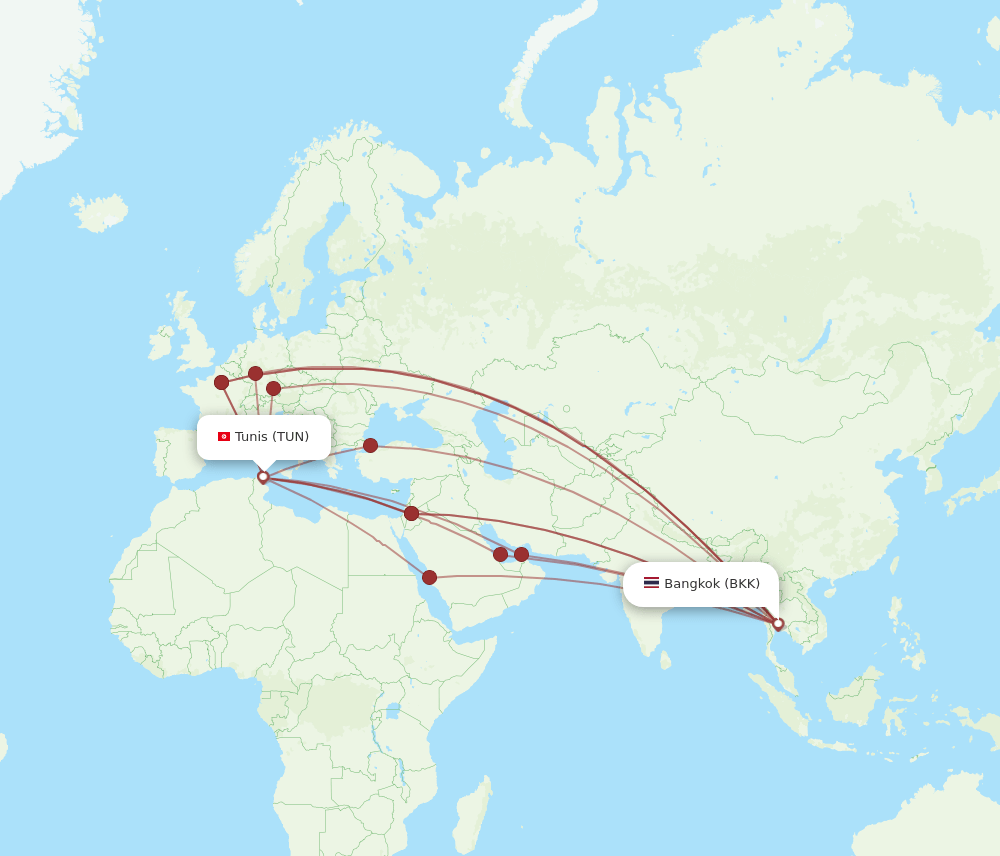 BKK-TUN flight routes