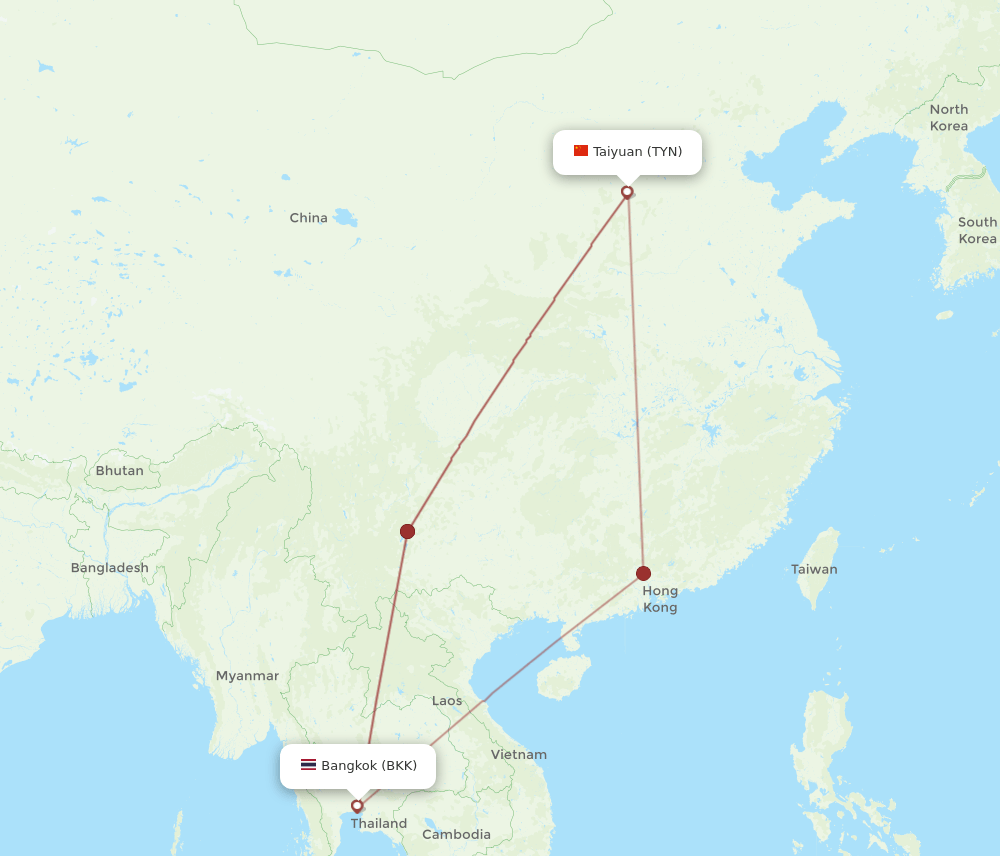 BKK-TYN flight routes