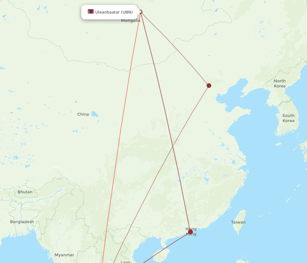 BKK-UBN flight routes
